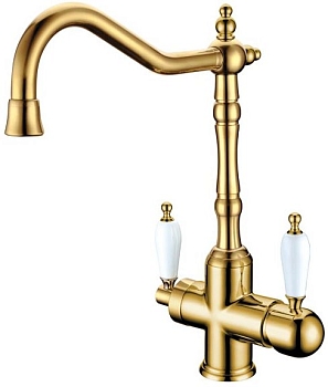 Фото Смеситель для кухни Boheme Tradizionale Oro 112 с краном для питьевой воды золото
