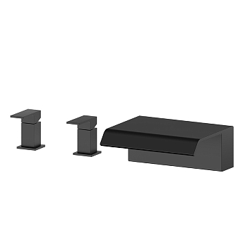 Фото Смеситель Newform Cascate 70033.01.093 на борт ванны излив водопад, черный матовый