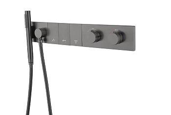 Фото Смеситель для душа Boheme Zodiac 133-SYS-GM с термостатом на 3 выхода gun metal, графит матовый