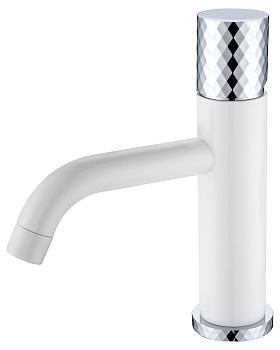 Фото Смеситель для раковины Boheme Stick 121-WCR белый глянец/хром глянец