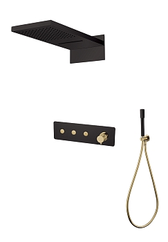 Фото Душевая система Boheme Fusion 130-BG черный матовый/золото глянец