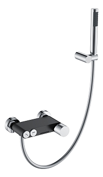 Фото Смеситель для ванны Boheme Stick 123-BCR черный матовый/хром глянец