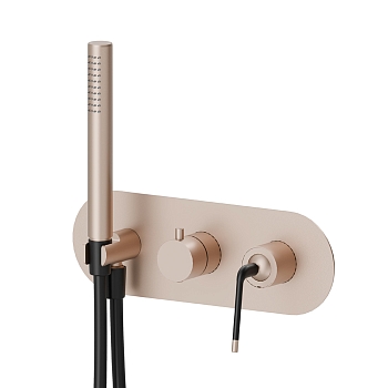 Фото Смеситель Newform O'Rama 68469E.M2.072 для душа с переключателем на 2 потока с ручным душом, розовое золото матовое