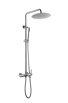 Фото Душевая стойка Boheme Uno 468-INOX со смесителем, брашированная нержавеющая сталь
