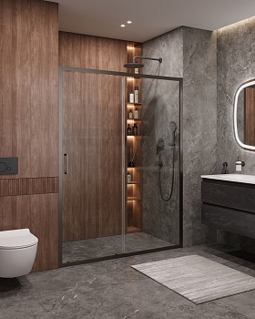 Фото Душевая дверь Cezares MOLVENO-BF-1-150-C-GM-IV, профиль оружейная сталь