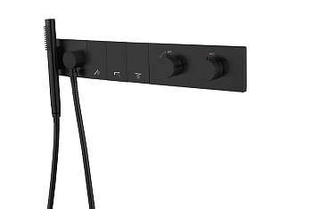 Фото Смеситель для душа Boheme Zodiac 133-SYS-B с термостатом на 3 выхода черный матовый