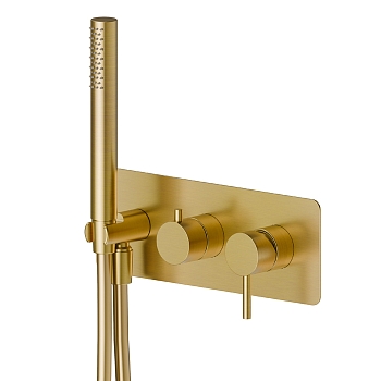 Фото Смеситель Newform X-Steel 316 69679EX.59.097 для душа с переключателем на 2 потока, золото браш PVD
