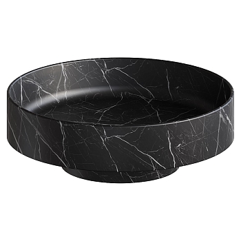 Фото Раковина Boheme Sole 801-NM накладная круглая 40 см, Nero Marquina (черный с мраморным рисунком)