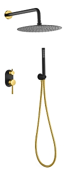Фото Душевая система Boheme Uno 464-BG черный матовый/золото глянец