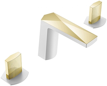 Фото Смеситель для раковины Boheme Venturo 150-WG-TOUCH золото/белый