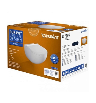 Фото Унитаз подвесной Duravit Architec 45726900A1, безободковый, с сиденьем с микролифтом, белый глянцевый