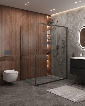 Фото Душевой уголок Cezares MOLVENO-AH-11-160/90-C-GM-IV, профиль оружейная сталь