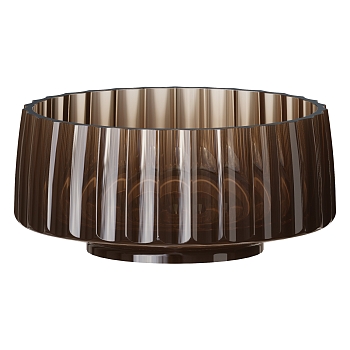 Фото Раковина Boheme Glow 810-RIB-G-C накладная круглая рифленая 40 см, Coffee (прозрачный кофейный)
