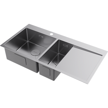 Фото Кухонная мойка Omoikiri Akisame 100-2-L-IN 4973544 нержавеющая сталь