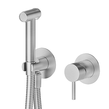 Фото Смеситель с гигиеническим душем Newform X-Steel 316 69681EX.50.050, нержавеющая сталь браш