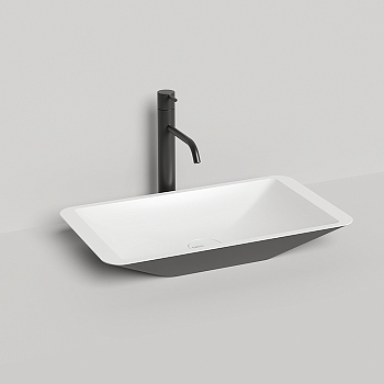 Фото Раковина Salini Callista 1101207SMRH RAL9011 снаружи накладная 57.5 см, цвет RAL 9011/белый