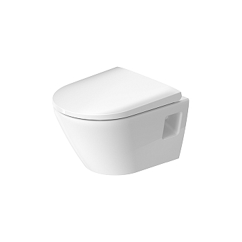 Фото Унитаз подвесной укороченный Duravit D-Neo 2587092000, безободковый, без сиденья, белый глянцевый