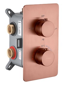 Фото Смеситель для душа Boheme Cell 134-3-CB термостат на 3 потока, cooper brushed, медь матовая