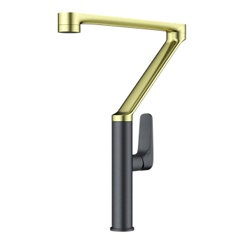 Фото Смеситель для кухни Omoikiri Tara-LG-GM 4994396 светлое золото / вороненая сталь