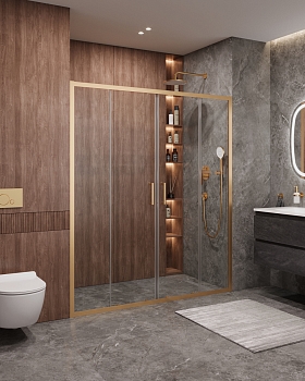 Фото Душевая дверь Cezares MOLVENO-BF-2-170-C-BORO-IV, профиль брашированное золото