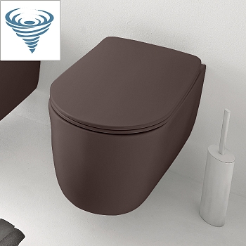 Фото Унитаз подвесной Kerasan Nolita 531575 безободковый borgogna matt