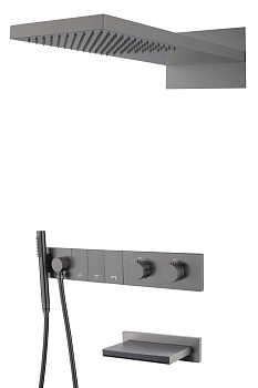 Фото Душевая система Boheme Zodiac 133-2-GM с термостатом gun metal, графит матовый