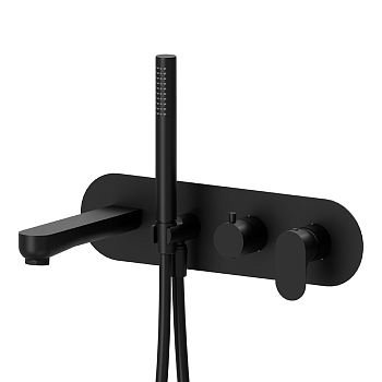 Фото Смеситель Newform Linfa II 69472E.01.093 для ванны с переключателем на 2 потока, черный матовый