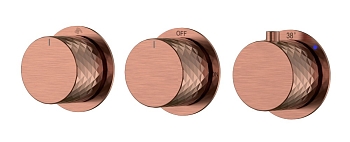 Фото Смеситель для душа Boheme Stick Diamond 124-T-3-CB.1 с термостатом на 3 потребителя, медь брашированная