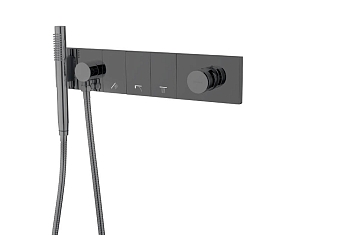 Фото Смеситель для душа Boheme Zodiac 132-SYS-SGM на 3 выхода shine gun metal, графит глянец