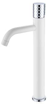 Фото Смеситель для раковины Boheme Stick 122-WCR белый глянец/хром глянец