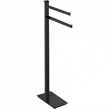 Фото Стойка Colombo Units B9103.NM с двойным полотенцедержателем H86 см, L36,5 см, черный матовый
