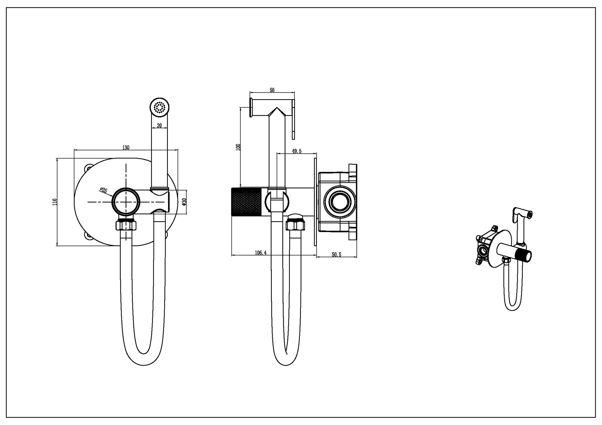 Фото Гигиенический душ Boheme Tech 157-B со смесителем черный матовый