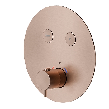 Фото Смеситель Newform X-Steel 316 70426EX.59.067 для душа термостат с кнопками на 2 потока, медь браш PVD