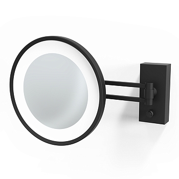 Фото Зеркало Decor Walther 0122160 косметическое подвесное с подсветкой увел 3x, черный матовый