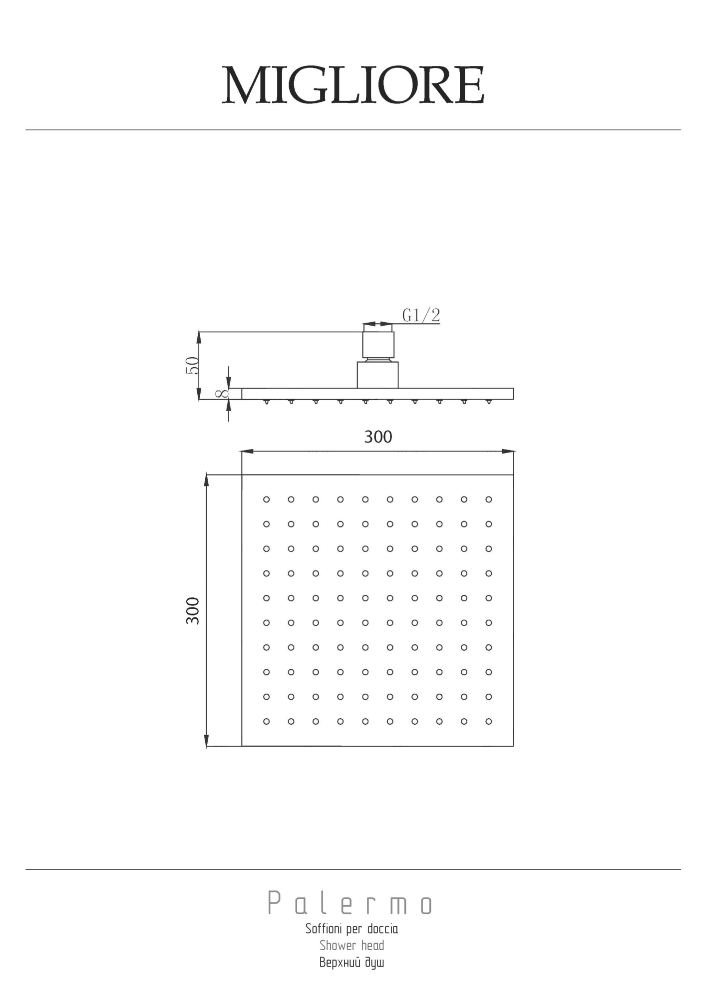 Фото Верхний душ Migliore Palermo 29670 золото 30x30 см антикальций