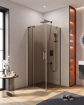 Фото Душевой уголок Cezares SLIDER-AH-1-80-70/80-BR-GM, профиль оружейная сталь