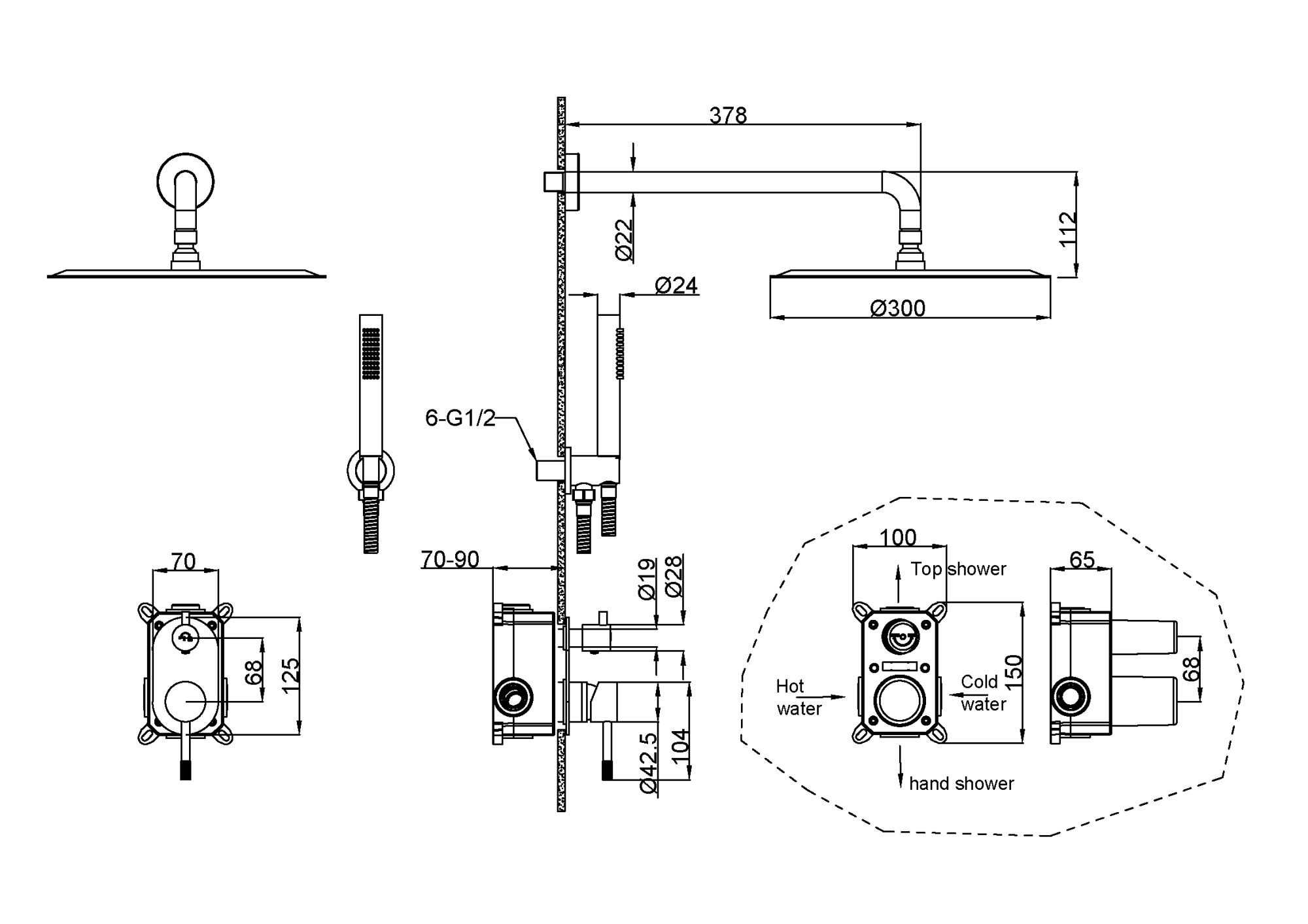 Фото Душевая система Boheme Uno 464-CB медь браш