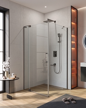 Фото Душевой уголок Cezares SLIDER-AH-1-100-100/110-C-GM, профиль оружейная сталь
