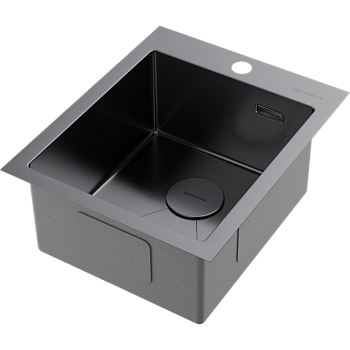 Фото Кухонная мойка Omoikiri Akisame 41-GM 4973094 вороненая сталь