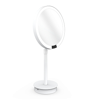 Фото Зеркало Decor Walther 0125450 косметическое настольное с подсветкой увел 5x, белый матовый