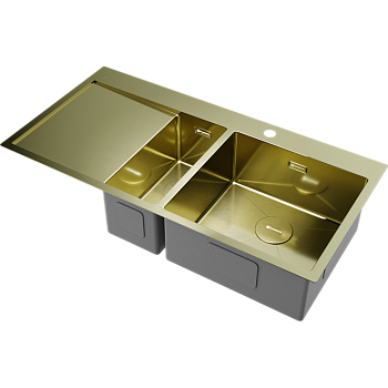 Фото Кухонная мойка Omoikiri Akisame 100-2-R-LG 4973090 светлое золото