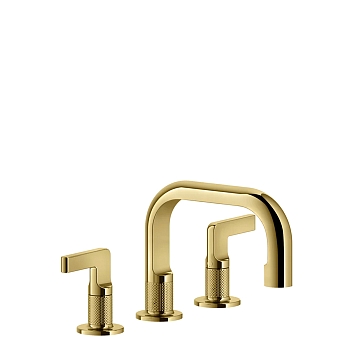 Фото Смеситель для раковины Gessi Inciso 58011#246 с донным клапаном, золото глянец pvd