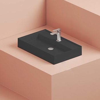 Фото Раковина Artceram Scalino SCL008 17 00 накладная 75 см, цвет черный матовый