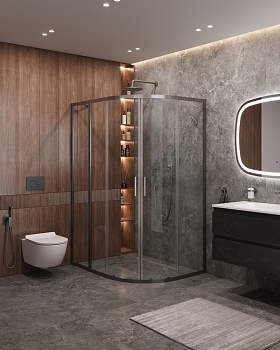 Фото Душевой уголок Cezares MOLVENO-RH-2-130/100-C-GM-IV, профиль оружейная сталь