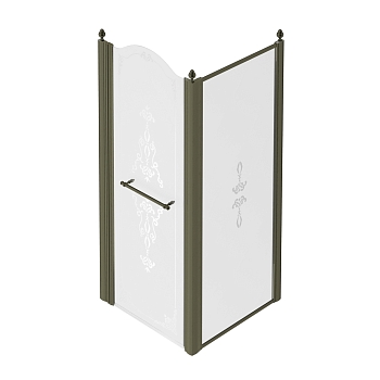 Фото Душевое ограждение Migliore Diadema 22683 DX 90х90 см, стекло матовое с декором, профиль бронза