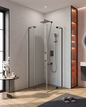 Фото Душевой уголок Cezares SLIDER-A-2-70/80-C-GM, профиль оружейная сталь