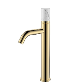 Фото Смеситель для раковины Boheme Stick 122-G-MR-WHITE золото
