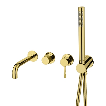 Фото Смеситель для ванны Boheme Uno 464-3-G настенный золото