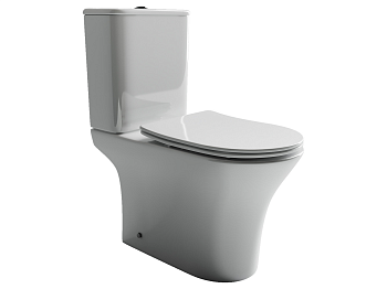 Фото Унитаз Ceramicanova Fortuna CN9001 безободковый с сиденьем с бачком компакт, белый глянцевый