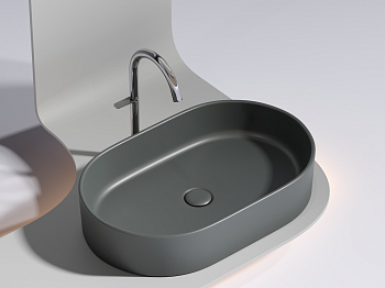Фото Раковина Ceramicanova Element CN6048MDH накладная 60 × 38,5 × 12,2 см, темный антрацит матовый